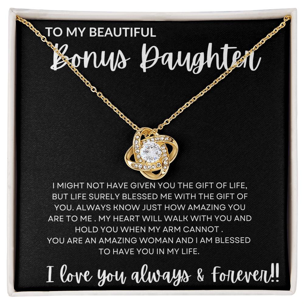 To My Bonus Daughter | Gift Of Life | Love Knot Necklace