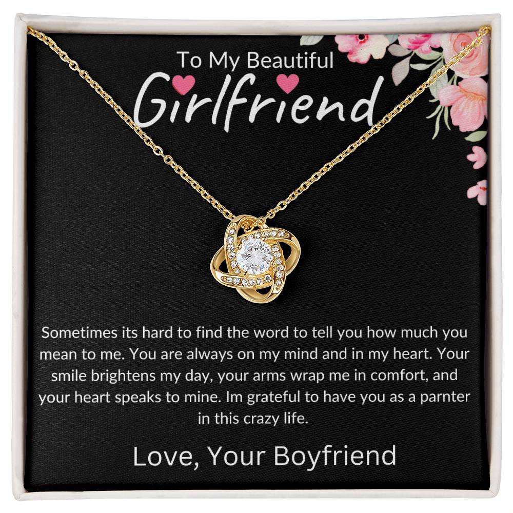 To My Beautiful Girlfriend | Brighten My Day | Love Knot Necklace