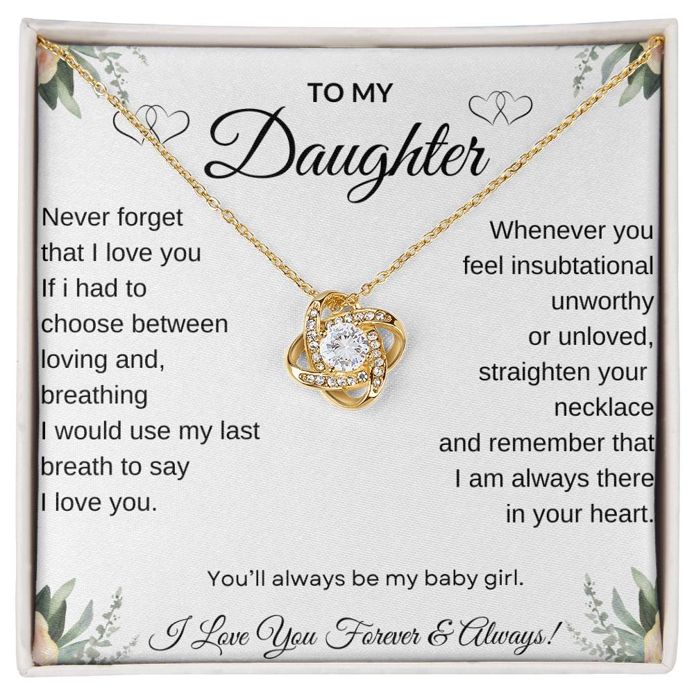 To My Daughter | My Baby Girl | Love Knot Necklace