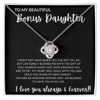 To My Bonus Daughter | Gift Of Life | Love Knot Necklace