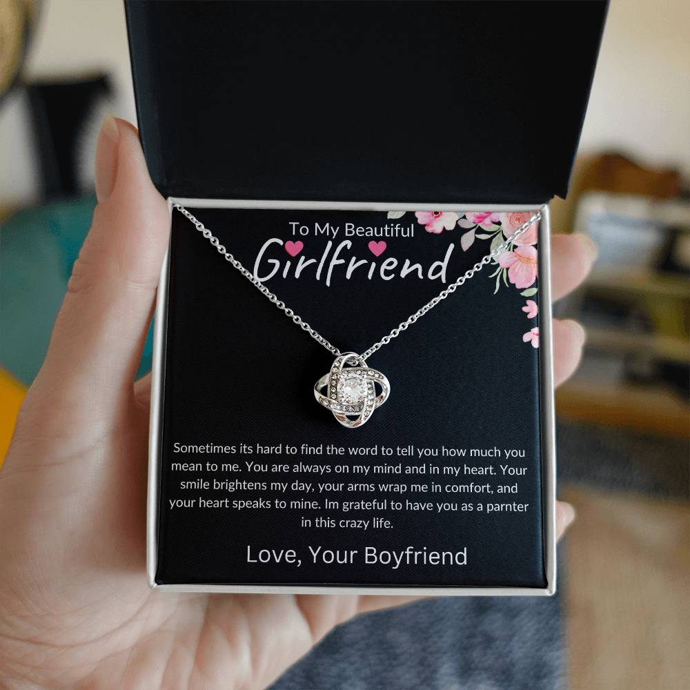 To My Beautiful Girlfriend | Brighten My Day | Love Knot Necklace