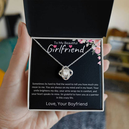 To My Beautiful Girlfriend | Brighten My Day | Love Knot Necklace