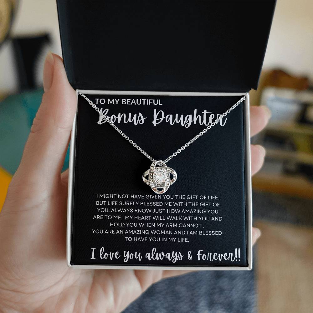 To My Bonus Daughter | Gift Of Life | Love Knot Necklace