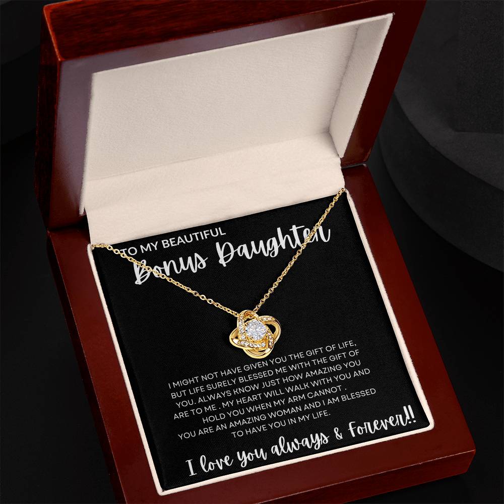 To My Bonus Daughter | Gift Of Life | Love Knot Necklace