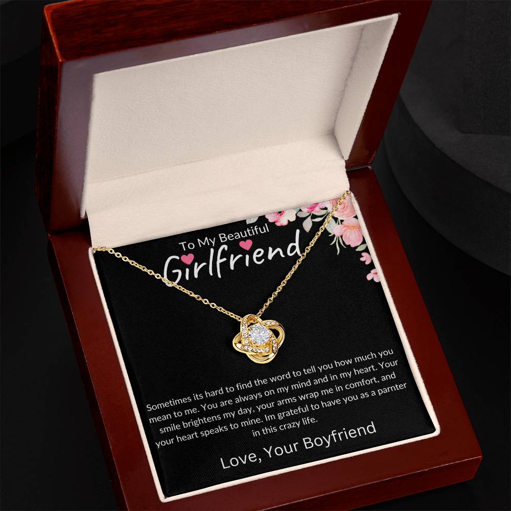 To My Beautiful Girlfriend | Brighten My Day | Love Knot Necklace