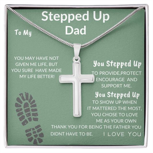 Stepped Up Dad | Stainless Cross Necklace